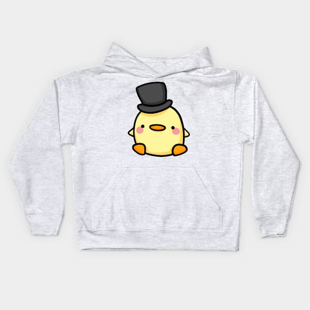 Chicken duck with a top hat Kids Hoodie by Nikamii